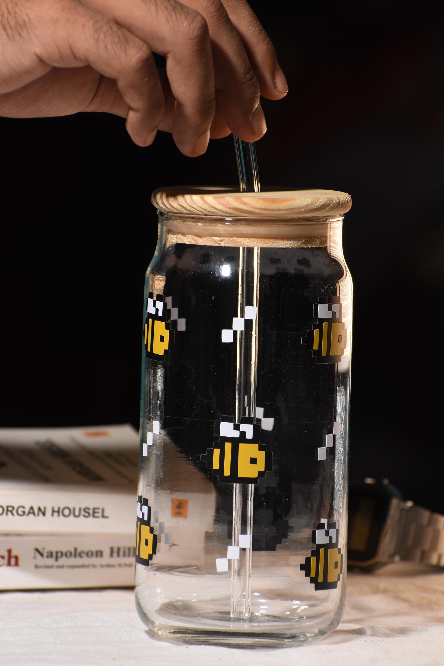 Aesthetic Cute Glass Tumbler with Straw Lid