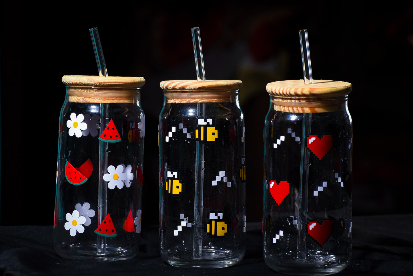 Aesthetic Cute Glass Tumbler with Straw Lid