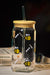 Pixel Bees Glass Tumbler with Straw & Wooden Lid