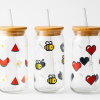 Aesthetic Cute Glass Tumbler with Straw Lid
