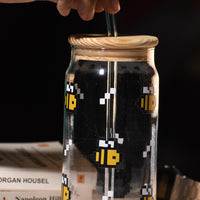 Aesthetic Cute Glass Tumbler with Straw Lid
